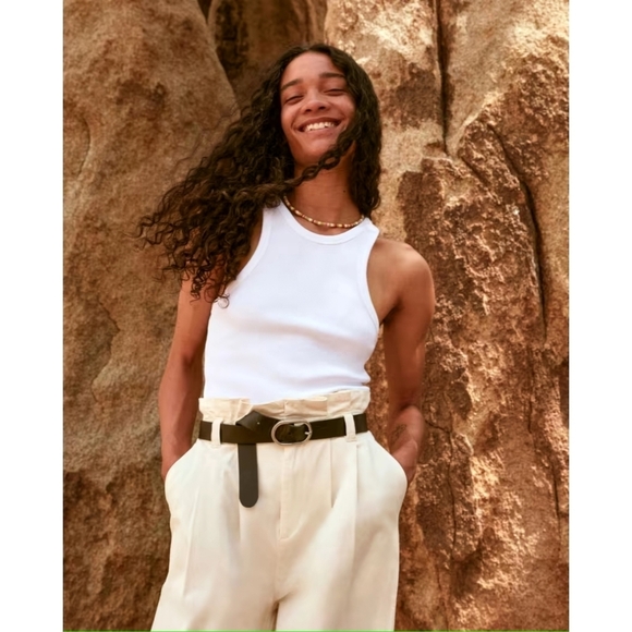 Everlane Tops - Everlane Tank Top Women White The Rib Cutaway Organic Cotton High Neck